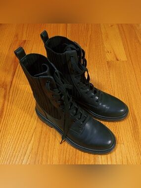 Sam Edelman Black Lace-Up Combat Boots